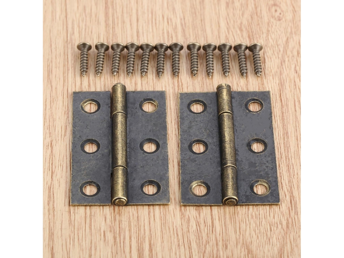 Conjunto De 2 Dobradiças Para Portas Armários, Malas, Móveis, Joias E Caixas De Madeira Com 6 Furos, Estilo Vintage, Com