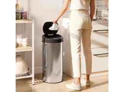 Caixa de Cozinha Automática em Aço Inoxidável, 30 Litros, Prata, com Tampa de Fechamento Suave, 32x30x68cm S/MARCA