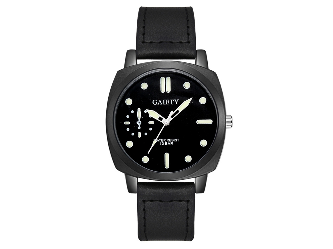 Reloj De Pulsera Para Hombres Gaiety Analógico De Cuarzo Con Dial Personalidad Regalo Negro