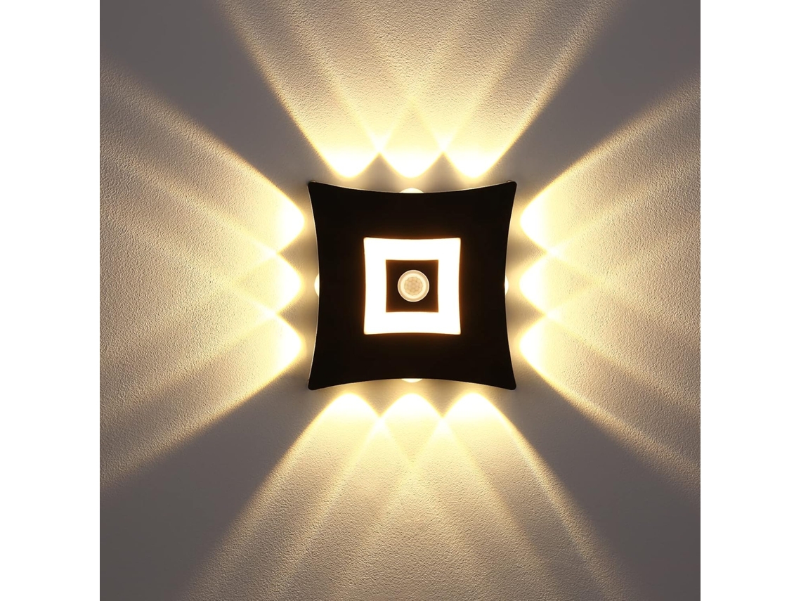 Lurelia Luminária Led De Parede Com 18 W, Sensor Pir, Ip65, Branco Quente, Para Exterior