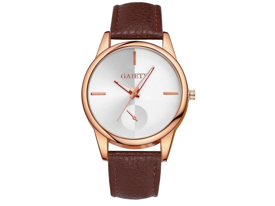 Reloj De Pulsera De Cuero Pu Gaiety Analógico De Cuarzo Con Dial Redondo Marrón