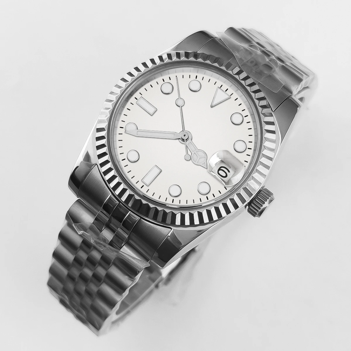 Relógio Masculino (prateado) 39/36 Mm, Cristal De Safira, Luxuoso, Para Negócios, Com Luminescência.