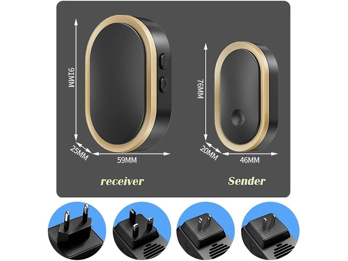 Campainha Wireless Preto e Dourado