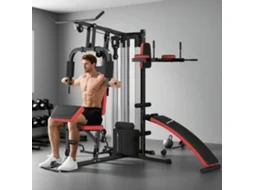 Máquina Multi Estação Ajustável de Musculação com Placas Peso 45 Kg 225x175x200 Cm Preto