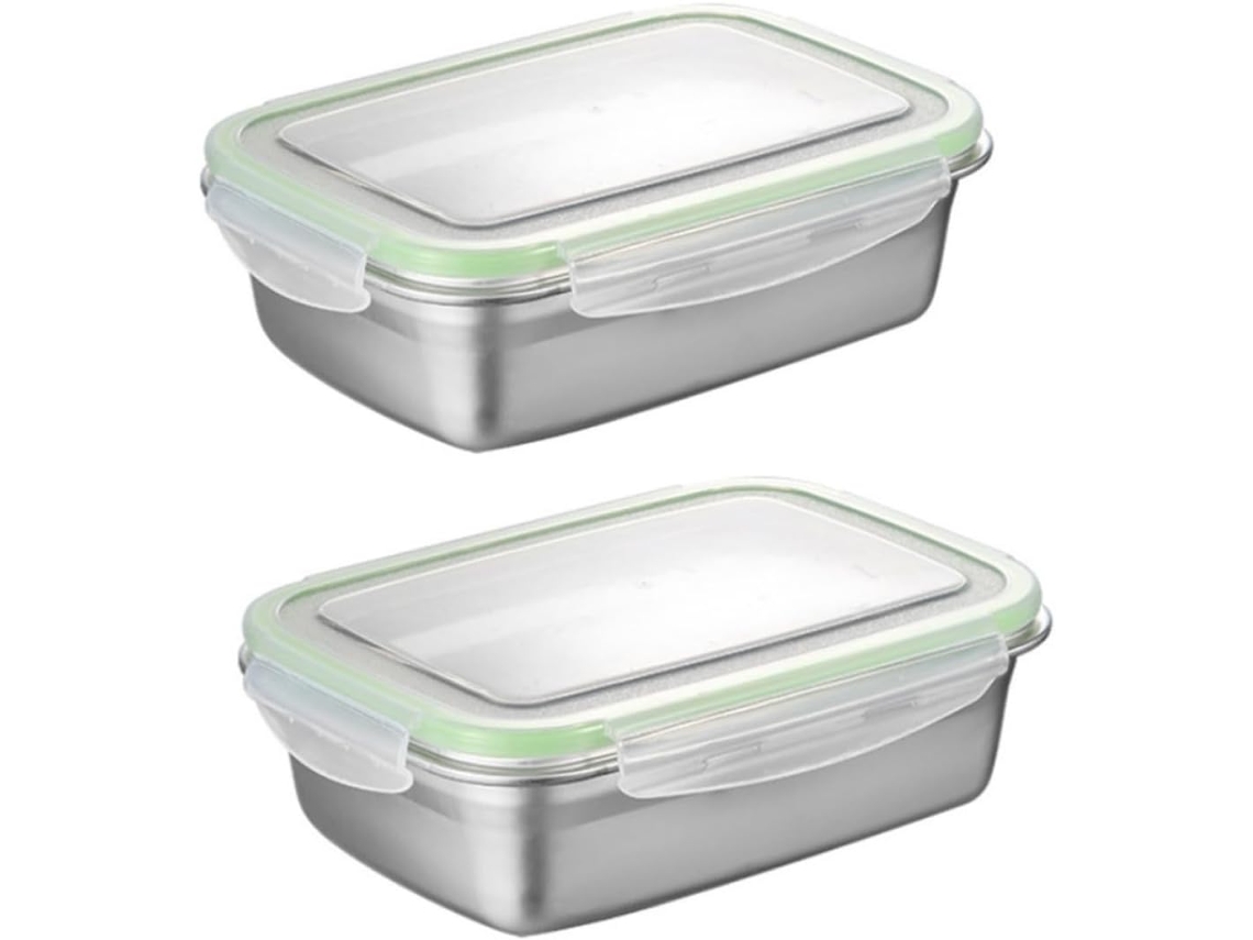 Conjunto De 2-marmitas Bento Em Aço Inoxidável Com Tampa Selada