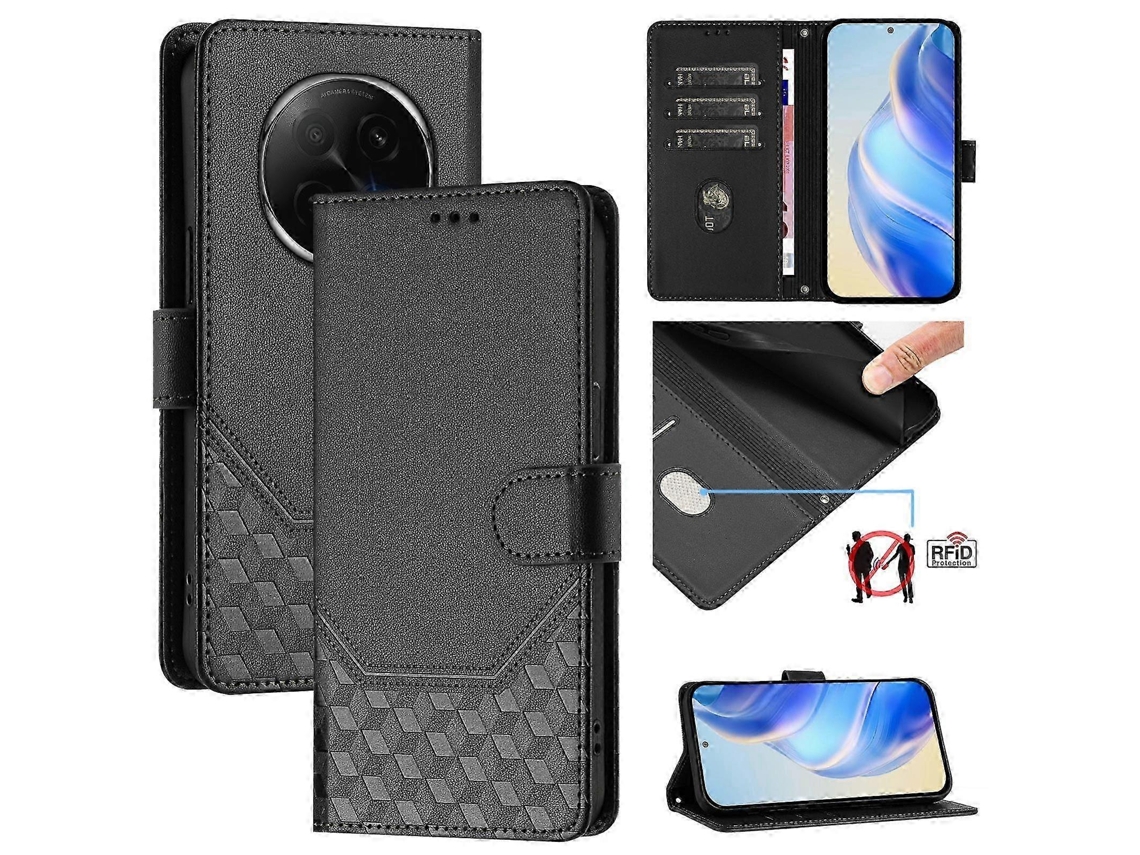 25-26 Honeycomb Embossing Rfid Leather Phone Case