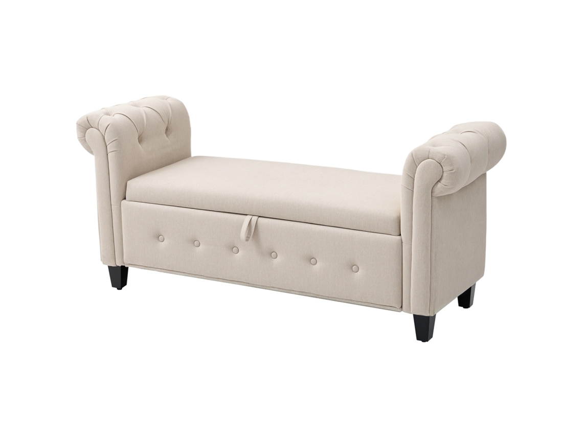 Banquinho com armazenamento S/MARCA 146,5x49x74,5 cm bege, estofado, com braços