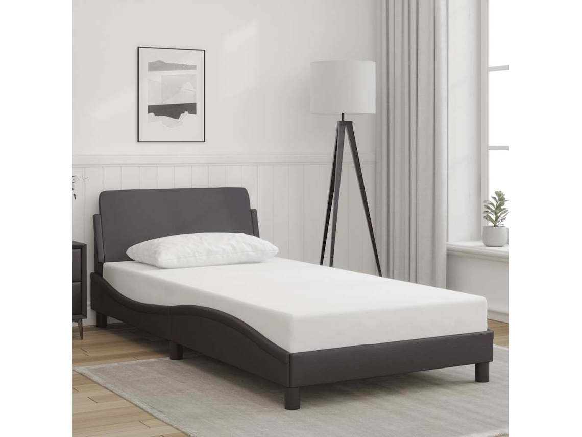 Vidaxl Estrutura De Cama Dover 100x200cm Couro Artificial Cinzento