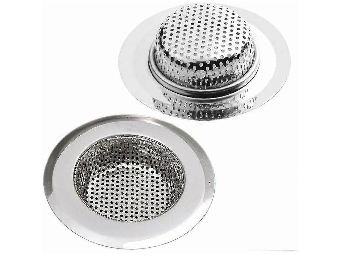 Conjunto de 2 filtros de ralo em aço inoxidável, 11,5 cm, para pias, banheiros e lavatórios, filtro anti-entupimento.