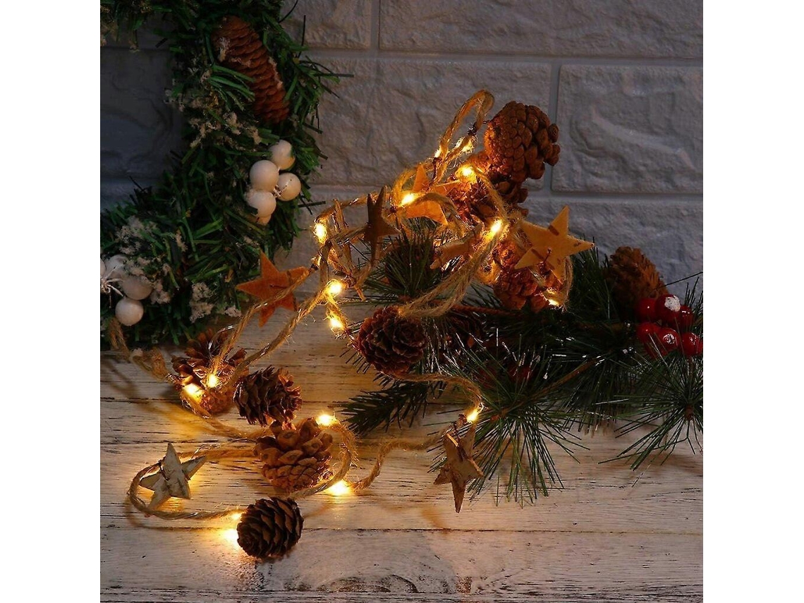 Fio De Luzes Led Decorativas De Natal Com Pilhas