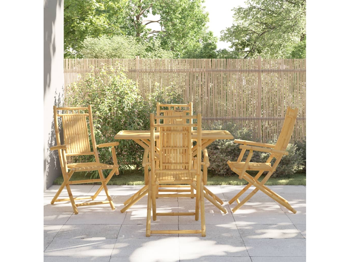 Vidaxl 5 Pcs Conjunto De Jantar Para Jardim Bambu