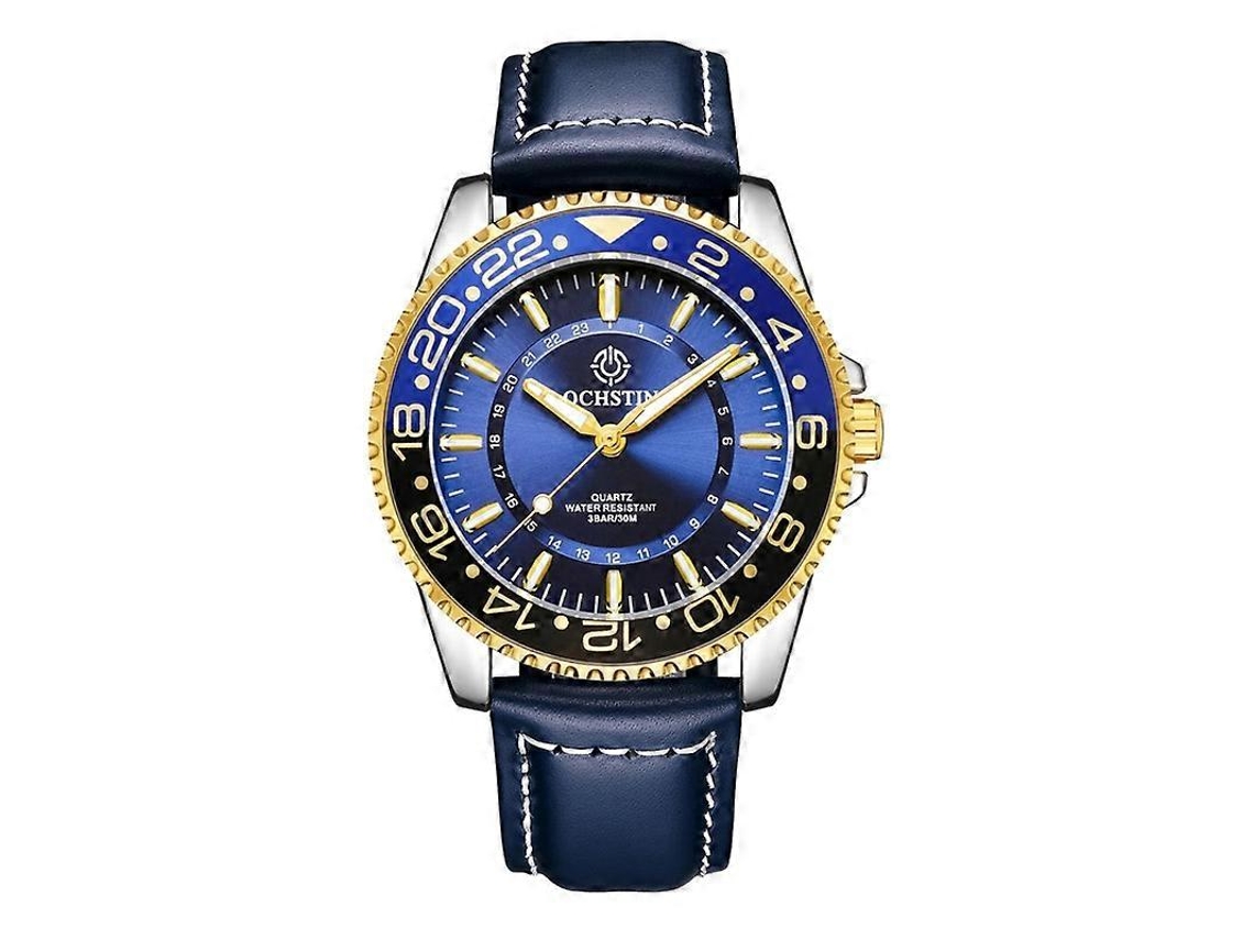 Relógio Masculino Multifuncional De Quartzo Ochstin 7019g, À Prova D'água E Com Mostrador Luminoso, Em Couro.