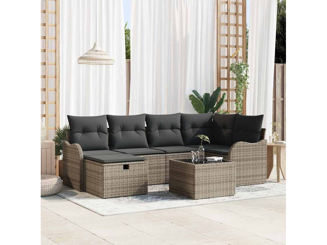 Vidaxl Conjunto De Sofá De Jardim 7 Unid. Rattan Sintético
