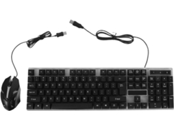 Teclado E Mouse Com Fio, Proteção Contra Líquidos, 104 Teclas, Design Preto.