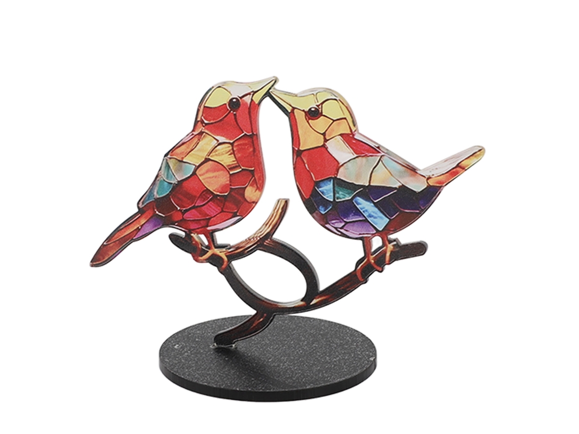 Ornamentos De Pássaros Em Galho Decoração Mesa Escritório Lar