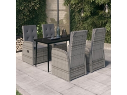 Vidaxl 5 Pcs Conjunto De Jantar Para Jardim Com Almofadões Cinzento