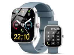 Smartwatch Bestvite com chamadas Bluetooth, previsão do tempo, monitoramento de frequência cardíaca e pressão arterial e contador de passos.