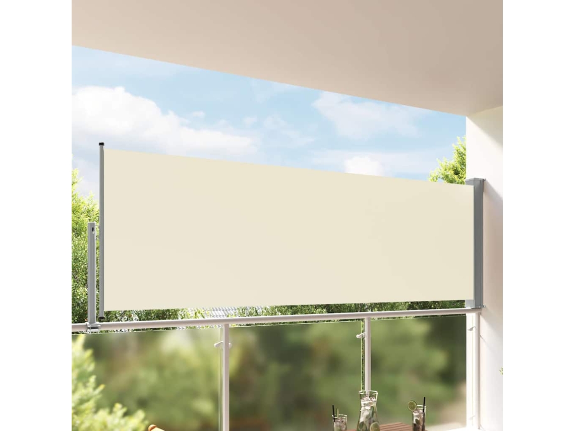 Vidaxl Toldo Lateral Retrátil Para Pátio 120x300 Cm Creme