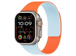 Bracelete Para Apple Watch 42/41/40/38mm - Silicone Magnético Com Textura Lichia E Design Color Blocos Laranja + Azul Acinzentado