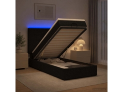 Vidaxl Cama Ottoman Com Colchão E Led Preto 90 X 190 Cm Tecido