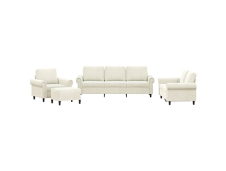 Conjunto 4 de sofás VIDAXL com almofadões veludo cor creme