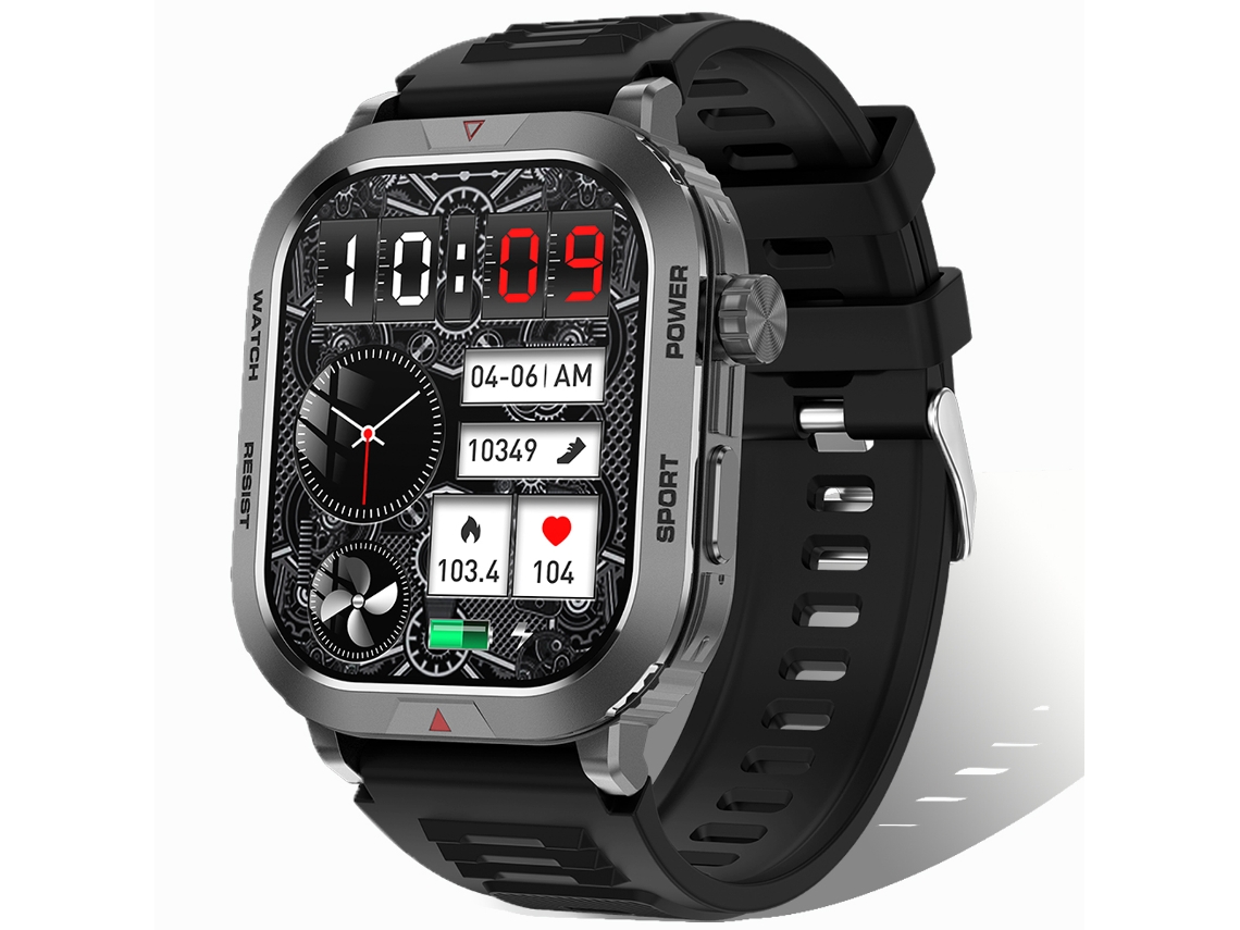 (preto) Relógio Inteligente Masculino Com Chamadas Bluetooth, Monitoramento De Frequência Cardíaca E Funções De Pedômetro.