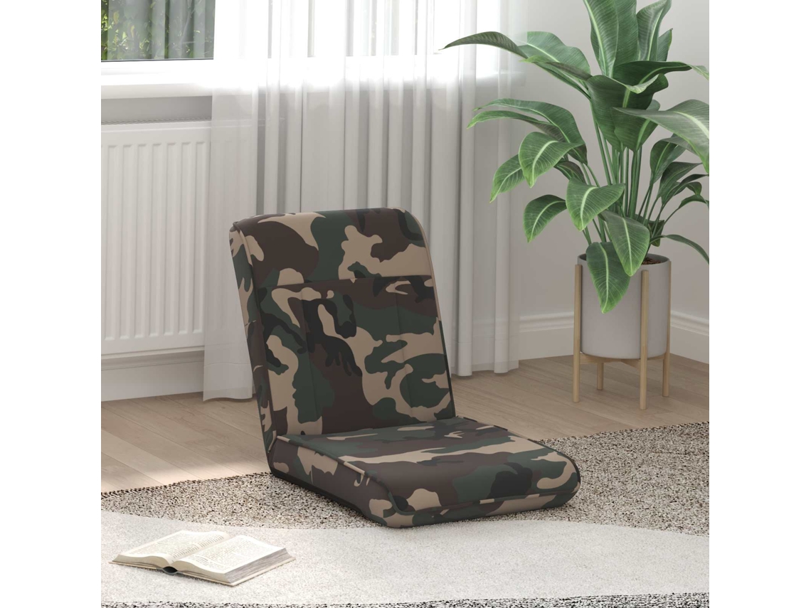 Vidaxl Cadeira De Chão Ajustável Verde Exército Tecido