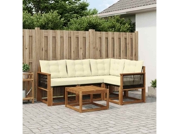 Vidaxl Conjunto De Sofás Para Exterior 5 Unid. Natural E Creme