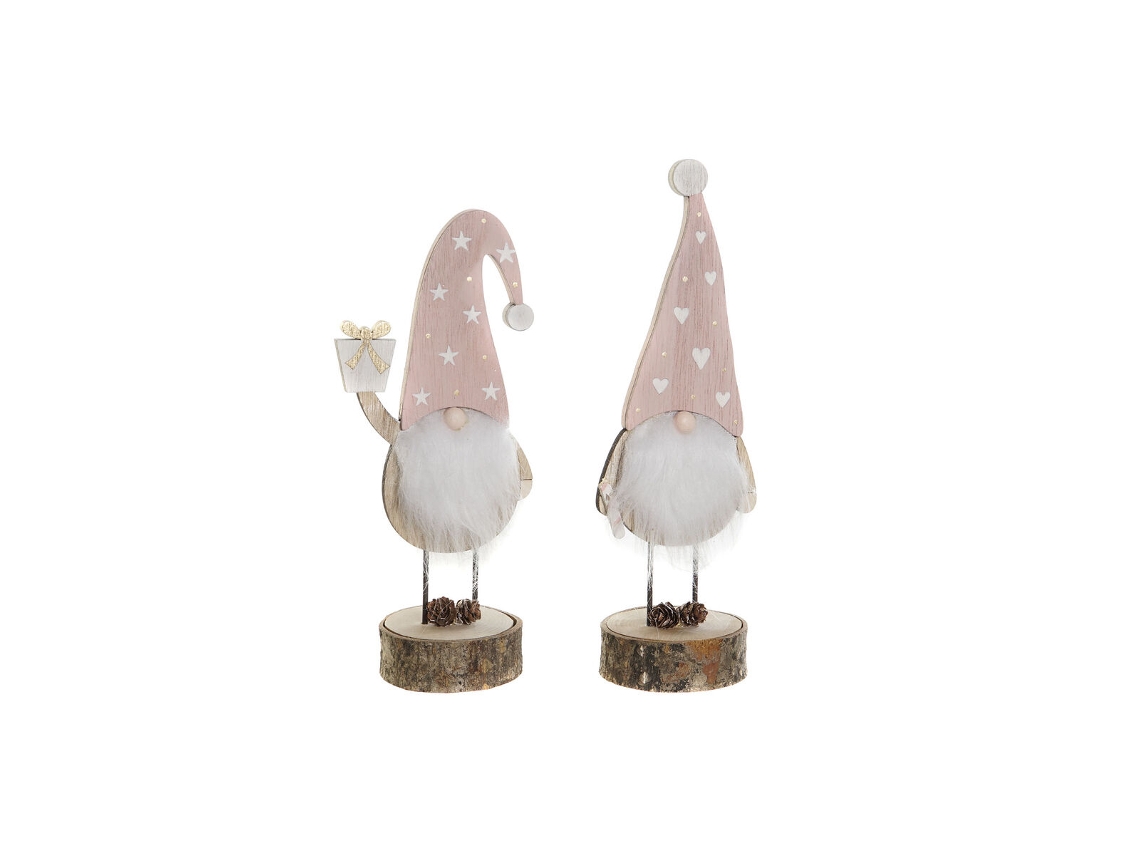 Adorno Natalício Dkd Decoração Natural Rosa Claro Gnomo 10 X 8 X 23,5 Cm (2 Unidades)