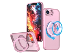 Capa Para Iphone 16e Compatível Com Magsafe Tpu Acrílico Kickstand - Rosa