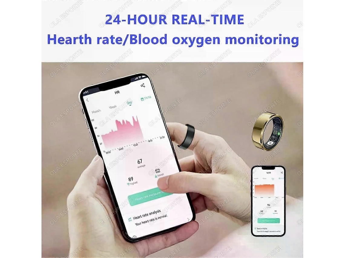 Para Anel Inteligente Monitoramento Da Frequência Arterial Da Pressão Arterial Smartring Ip68 5atm Modo Multiesportivo À Prova D'água Smartring H