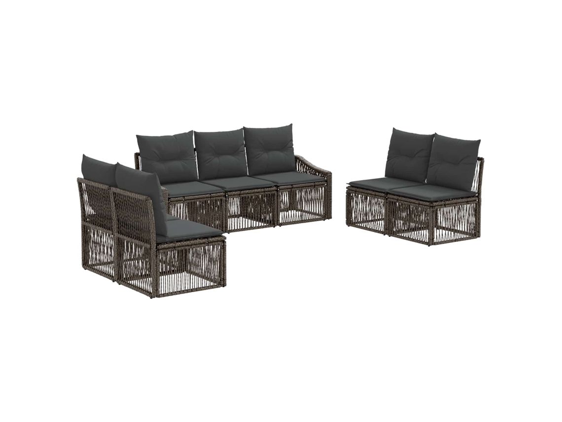 Vidaxl Conjunto De Sofá De Jardim 7 Pcs Cinzento Vime Pe