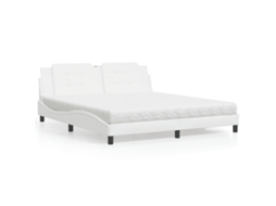 Vidaxl Cama com Colchão Zadar 180x200 Cm Couro Artificial Branco