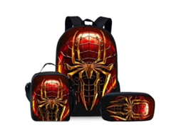 Mochila De Estudante Panoona Aranha Cool Conjunto 3 Peças Lancheira Estojo 17 Pol Estilo 7