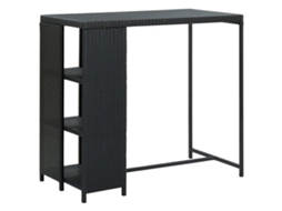 Vidaxl Mesa De Bar Com Prateleiras 120x60x110 Cm Vime Pe Preto