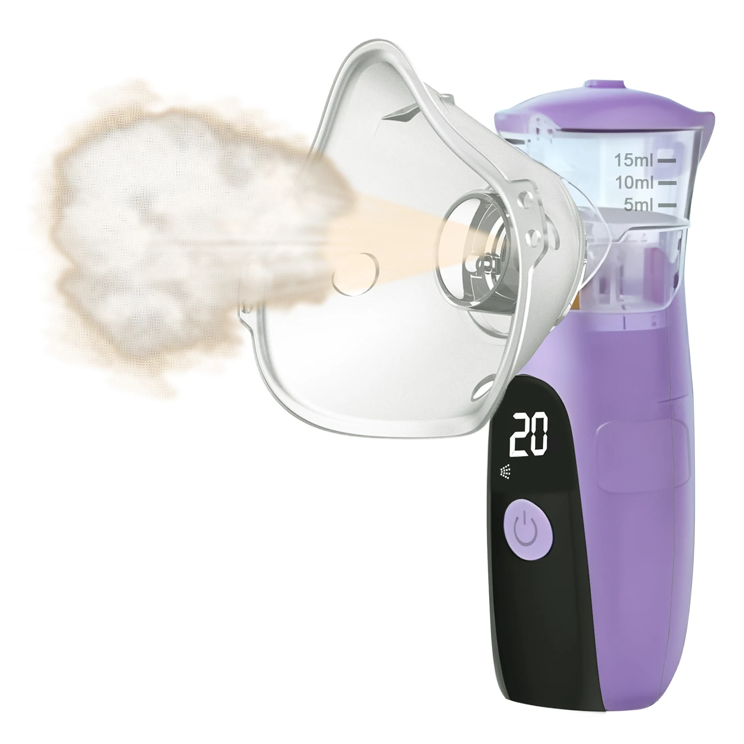 (roxo) Atomizador Malha - Inalador silencioso com limpeza automática e visor LED