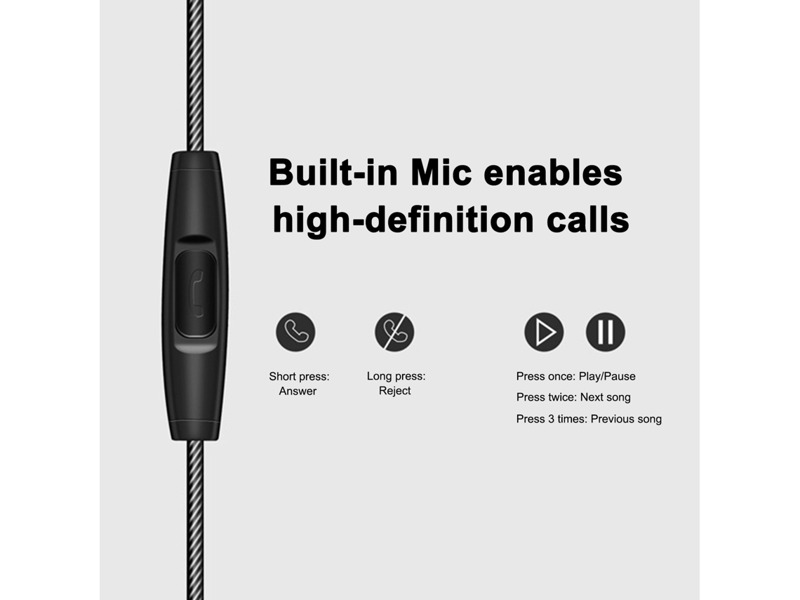Fone De Ouvido Intra-auricular Qkz Dm10 3.5mm Fio Metal Bass Subwoofer Controle Com Microfone Esportivo