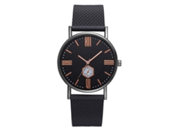 Reloj De Pulsera Empresarial Unisex Fanteeda Con Correa De Silicona (negro+números Oro Rosa)