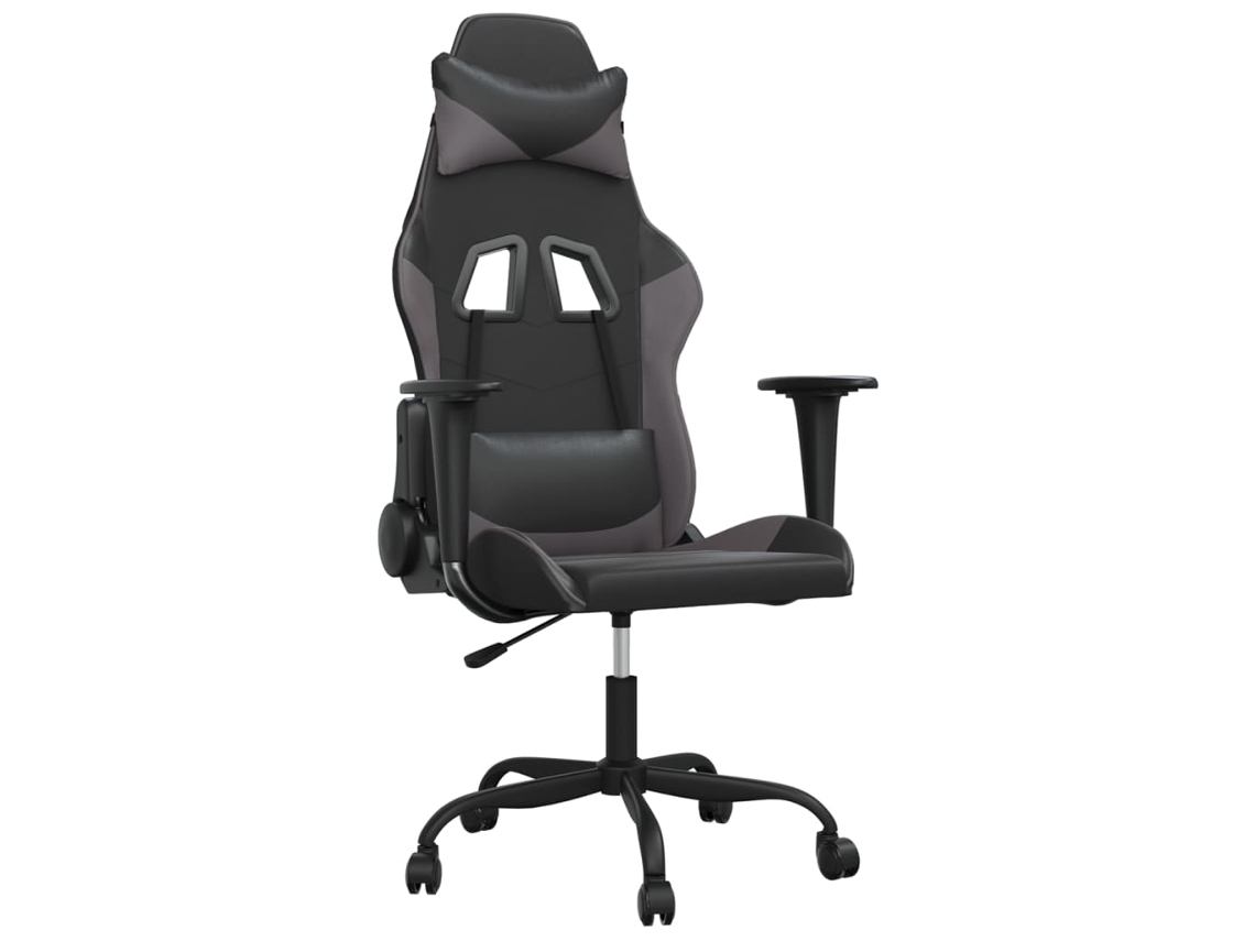 Conjunto 1 Cadeira De Gaming Vidaxl Cinzeto Couro Sintético (66 X 56 X 131 Cm)