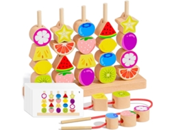 1 Conjunto De Contas Encaixe, Brinquedos Montessori Madeira Para