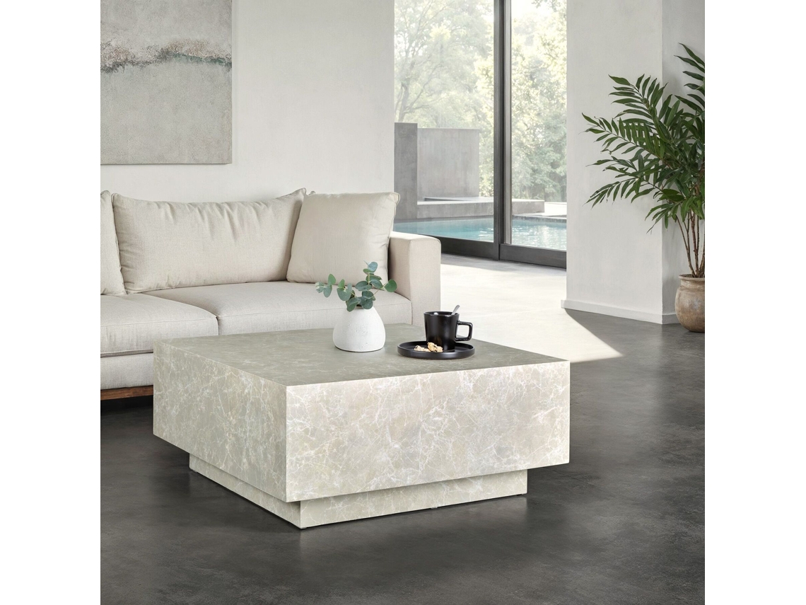 Mesa de centro Lasley con capacidad de carga de 45 kg, aspecto travertino Tectake