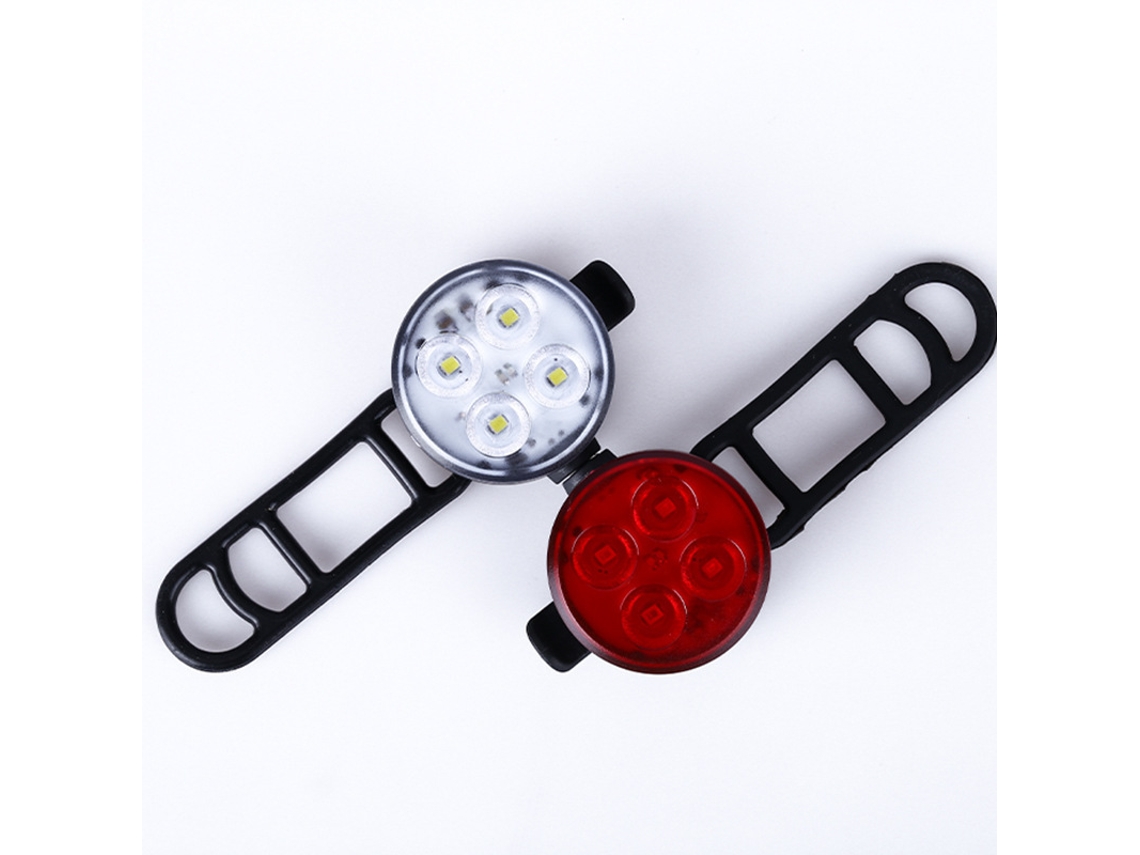 Conjunto 2 Luzes Bicicleta - Iluminação Bicicleta Usb Recarregável - Luzes Aviso Frente E Trás - Pc - Vermelho/branco