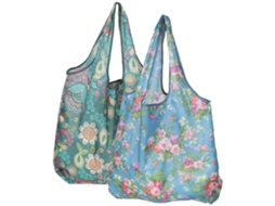 Saco de Compras Dobrável com Costuras Reforçadas Bolsa de Estoque Resistente Flor Verde 2 Unidades GOKOCO