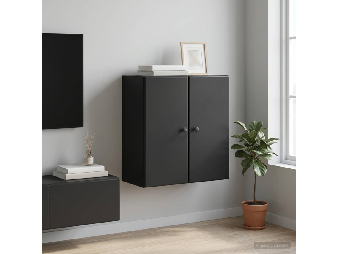 Vidaxl Armário De Parede 59 X 31 X 60 Cm Derivados De Madeira Preto