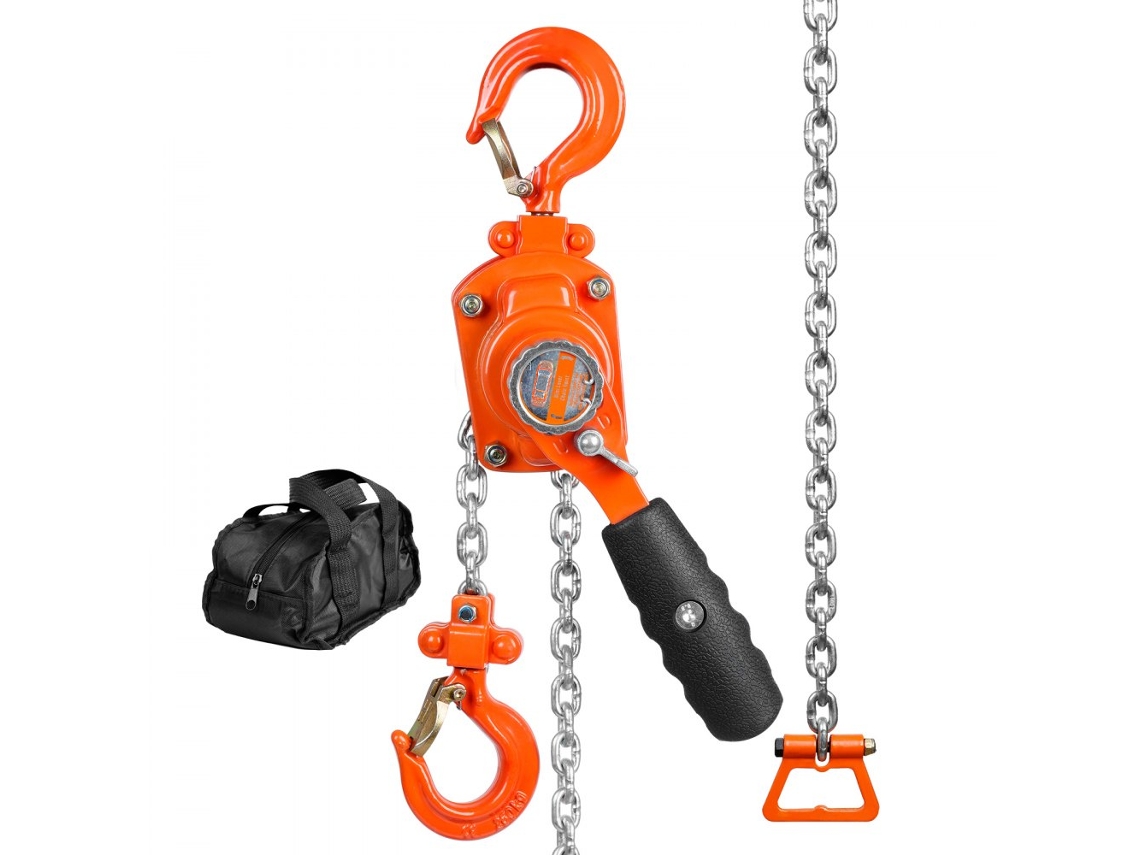 Talha Manual Compacta 0,25t Com Corrente G80 E Gancho Giratório 360° Tekmaquinas
