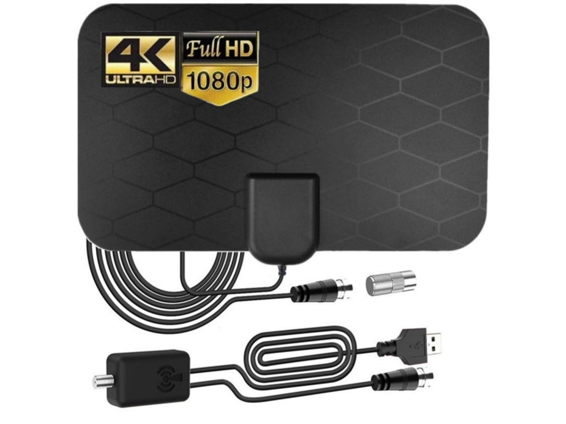 Antena De Tv Digital Recepção De 360°, Antena Smart Tv 4k 1080p Com Amplificador De Sinal, Cabo Coaxial Hdtv De 5 Metros , Tommy01 (16,5 Pés)