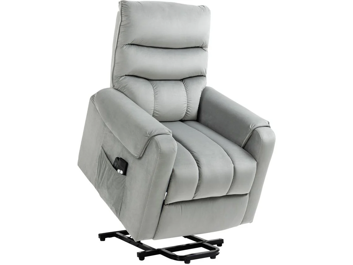 Poltrona de Massagem com Reclinação Poliéster, Espuma e Aço Cor Cinza Claro 79x97x103 cm Homcom