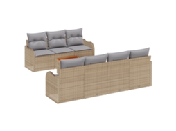 Conjunto 8 Sofá De Jardim Vidaxl Bege Vime Pe (55 X 55 X 37 Cm)