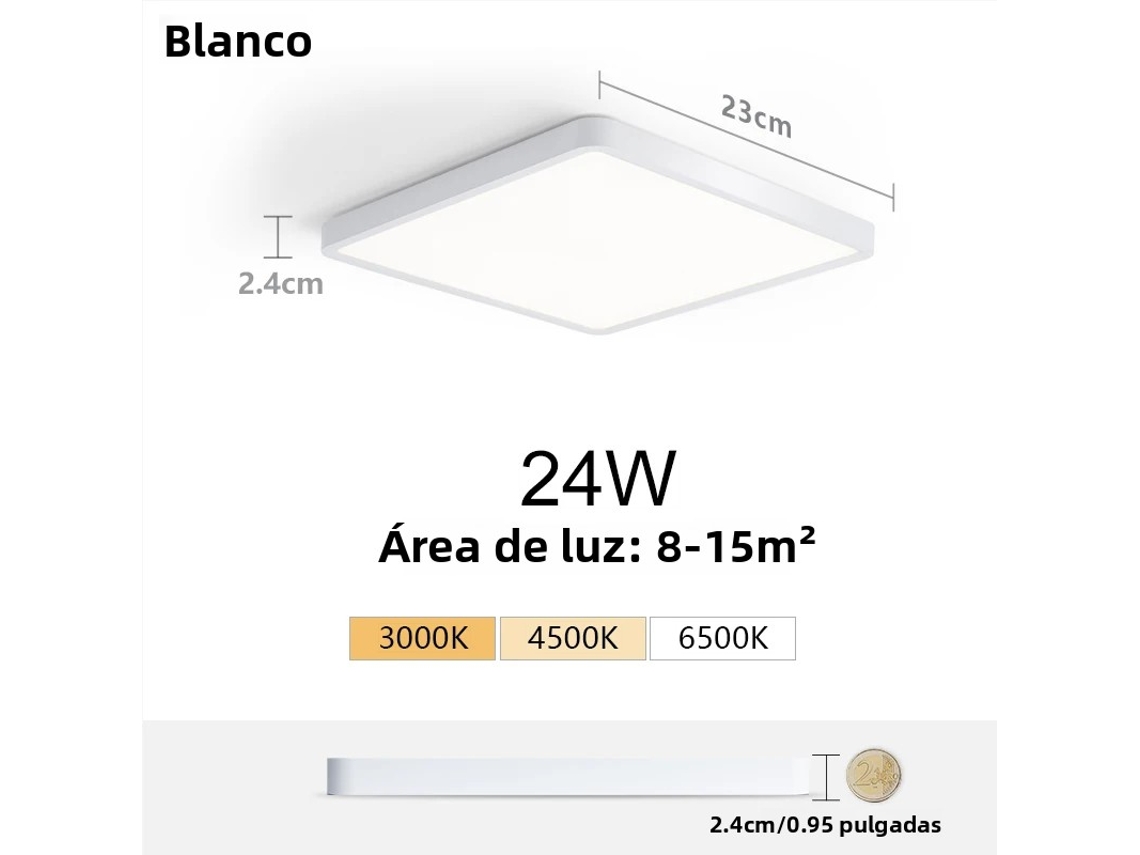 Luminária de Teto Led Ultrafina de 2,4 Cm com Design Que Imita Madeira. MDUG (branco Frio, 24 W)