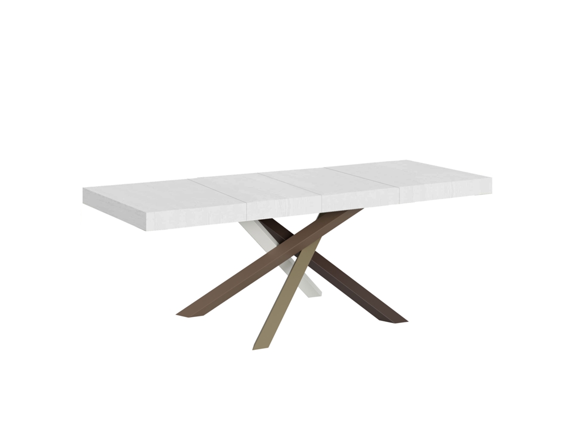 Mesa Extensível 200/460x90 Cm Volantis Premium Branco Freixo Pernas Multicoloridas 4/c Itamoby
